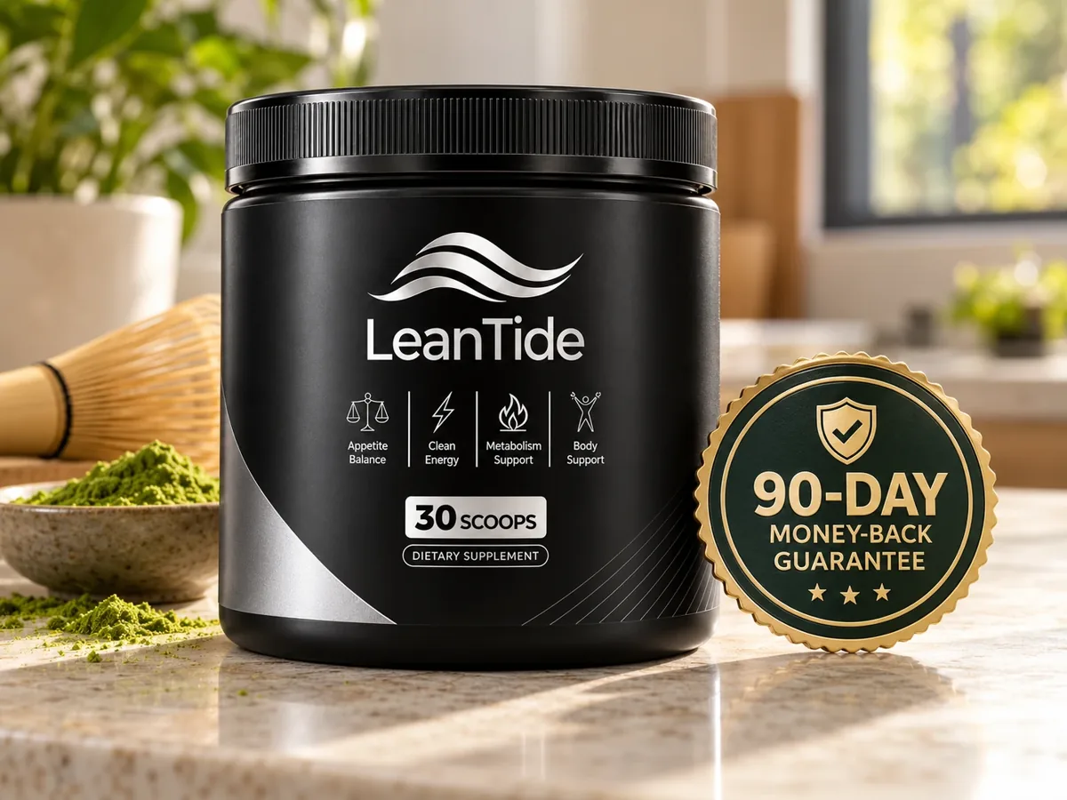LeanTide jar with its 90-day money-back guarantee
